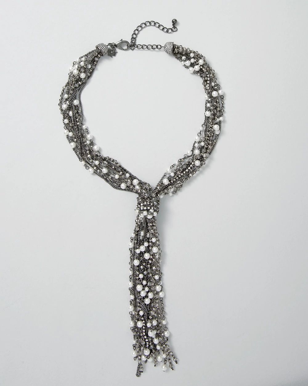 Hematite & Pearl Lariat