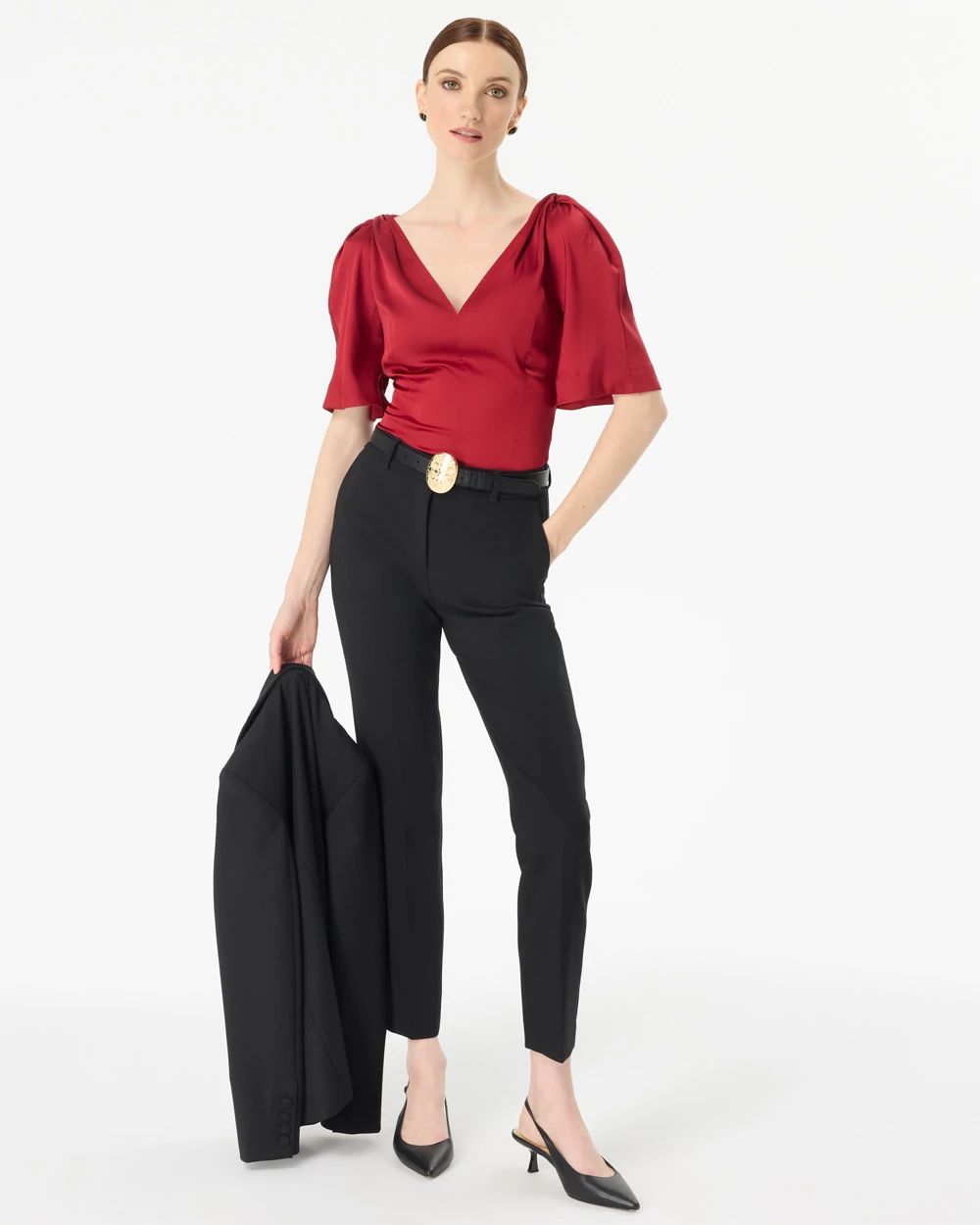 Satin Twist-Shoulder Top click to view larger image.