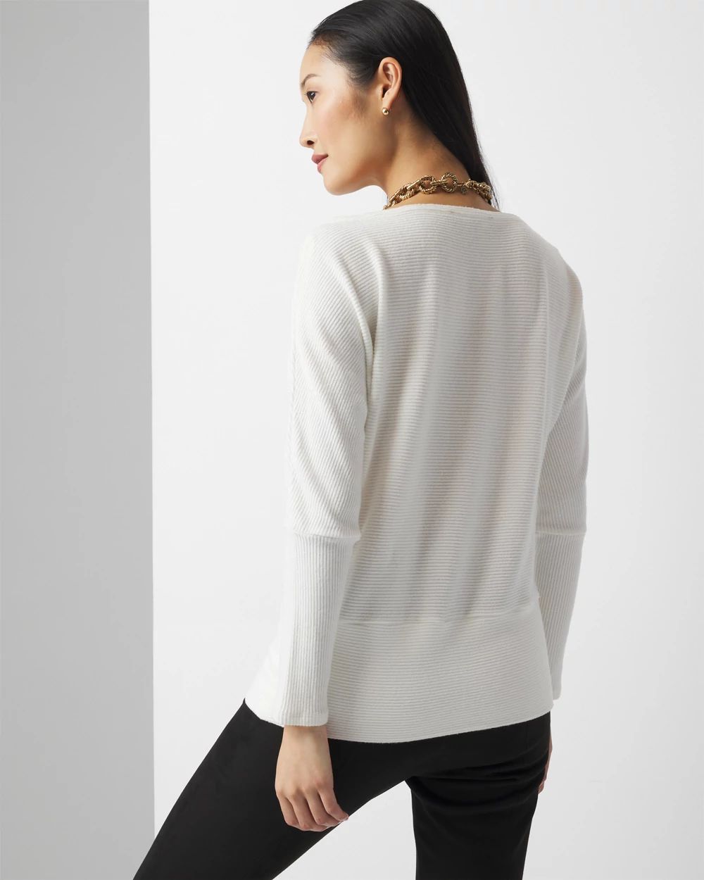 Off-The-Shoulder Ribbed Snit Pullover