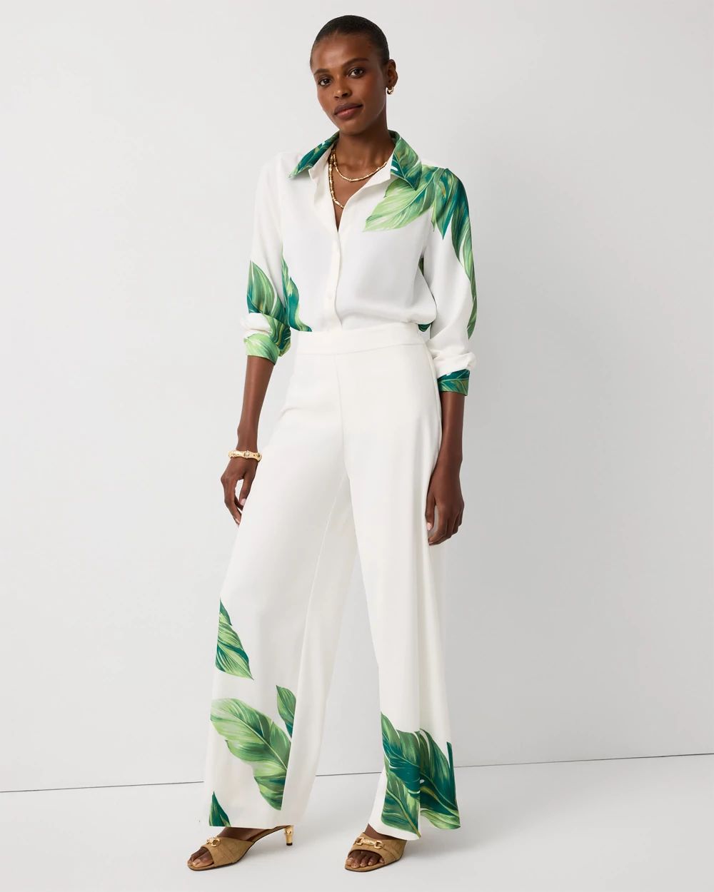 Placed Print Wide Leg Pant