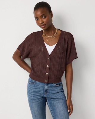 Metallic Short Sleeve Cardigan