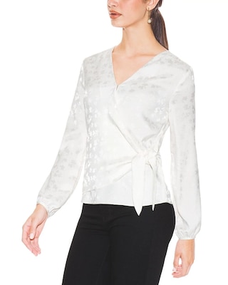 Outlet WHBM Floral-Jacquard Surplice Blouse