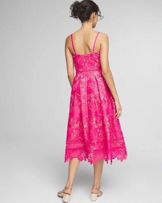 Petite Sleeveless Lace Fit & Flare Midi Dress