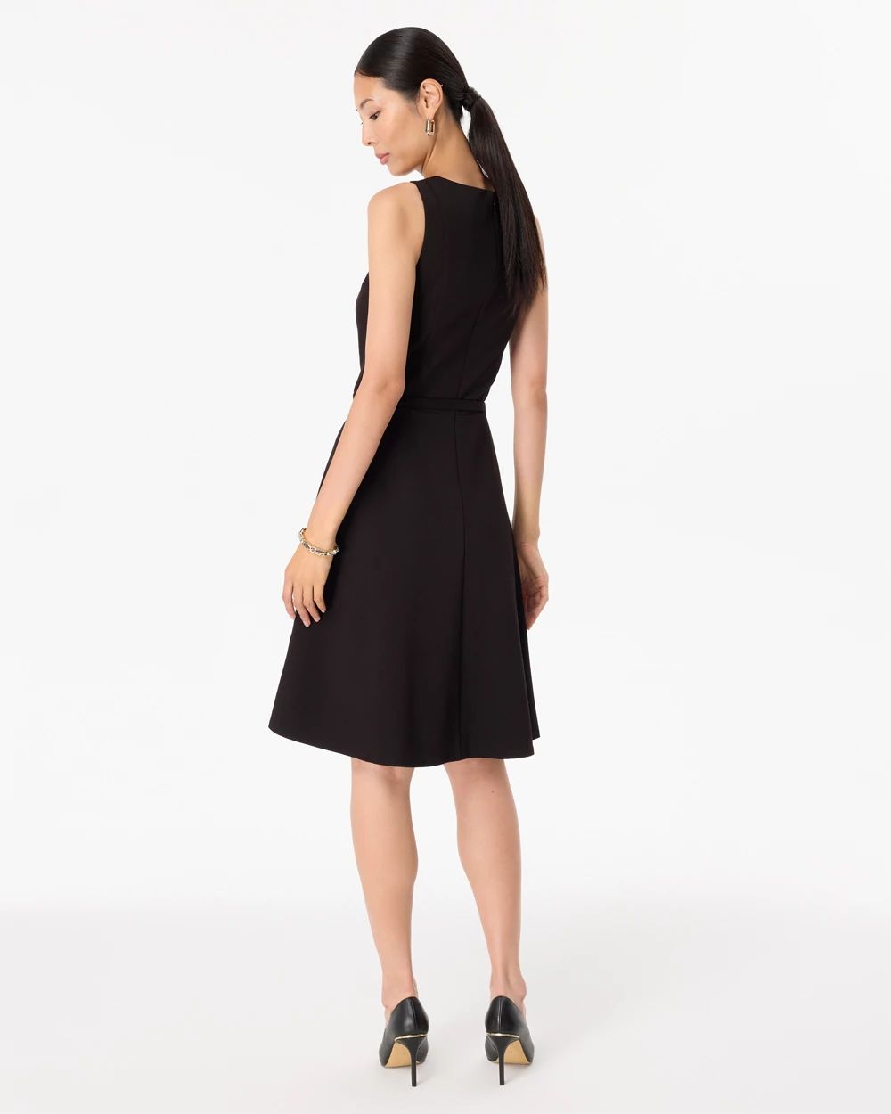 Petite Ponte Sleeveless Dress click to view larger image.
