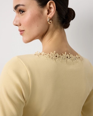 WHBM FORME™ Lace Trim V-neck Tee click to view larger image.