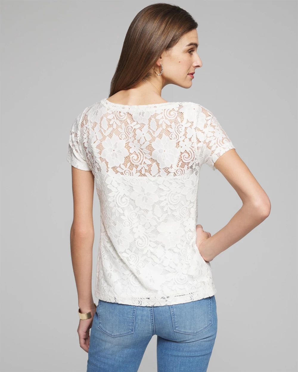 Outlet WHBM Short Sleeve Lace Top click to view larger image.