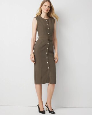 Petite Button Front Midi Dress