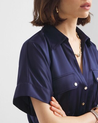 Short Sleeve Utility Shirt Dress