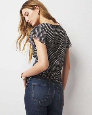 Mesh Ruched Surplice Top click to view larger image.