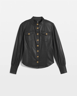 Long Sleeve Coated Denim Shirt