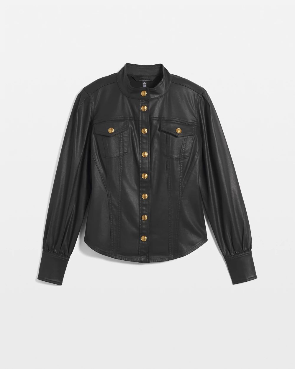 Long Sleeve Coated Denim Shirt