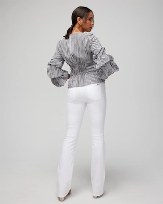 Ruffle Sleeve Seersucker Blouse