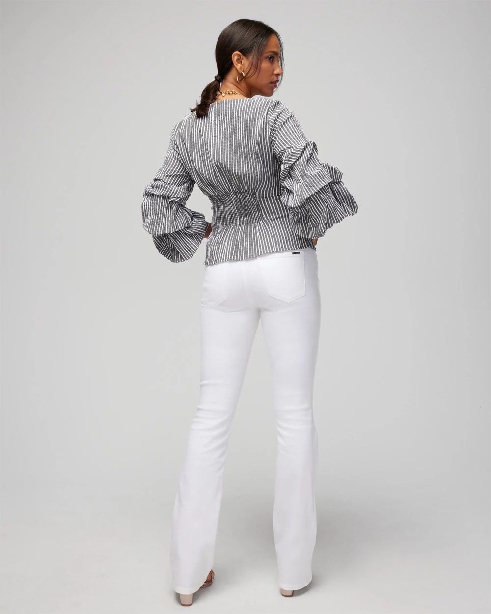 Ruffle Sleeve Seersucker Blouse