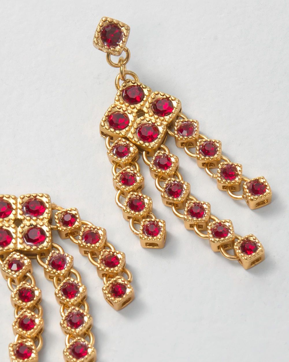 Red & Gold Chandelier Earrings click to view larger image.