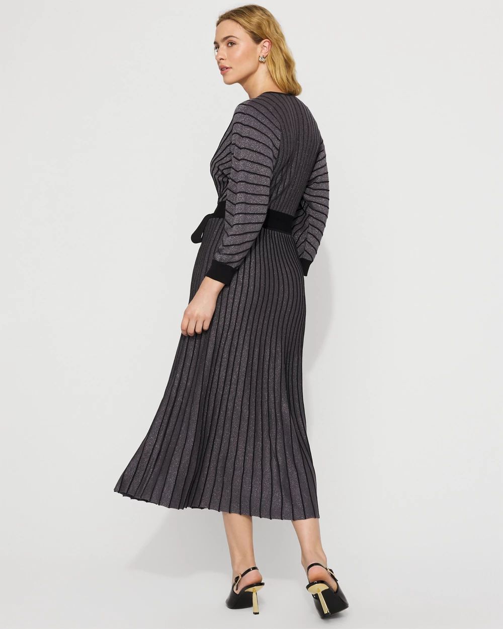 Dolman Sleeve Pleated Sweater Dress