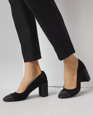 Black Crystal Embellished Pumps