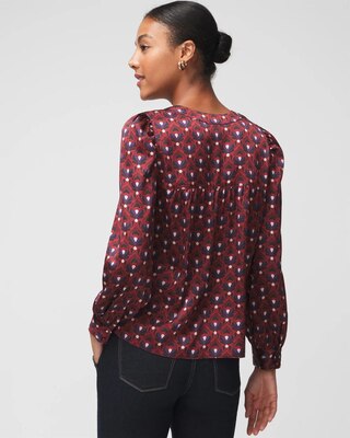 Long Sleeve Topstitch Satin Blouse click to view larger image.