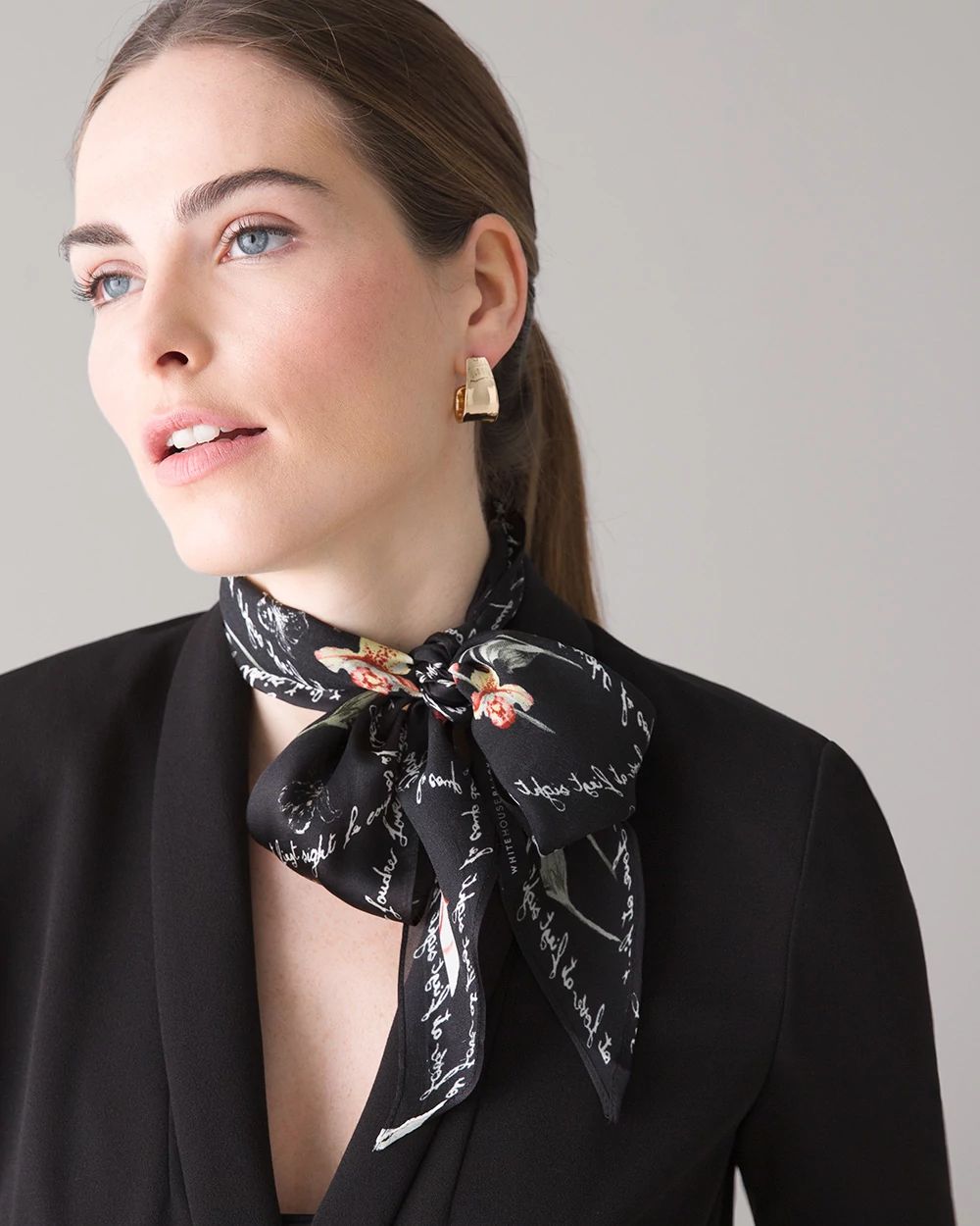 Silk Floral Print Oblong Scarf | White House Black Market
