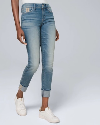 Mid-Rise  Stripe Slim Jeans