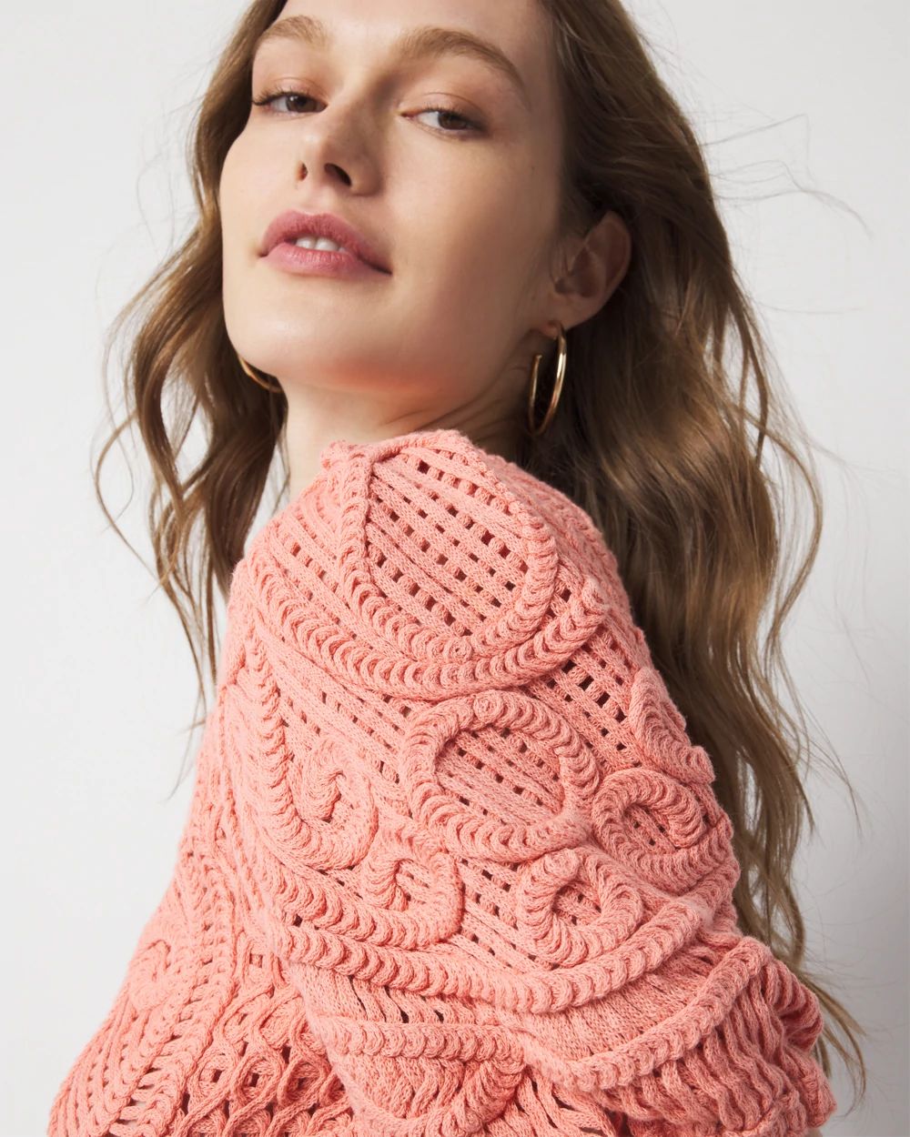 Puff Sleeve Crochet Sweater