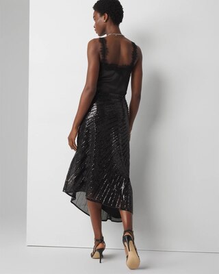 Sequin Pleated Asymmetrical Skirt click to view larger image.
