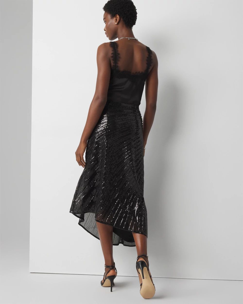 Petite Sequin Pleated Asymmetrical Skirt