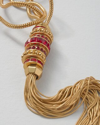 Red Rings Adjustable Tassel Necklace