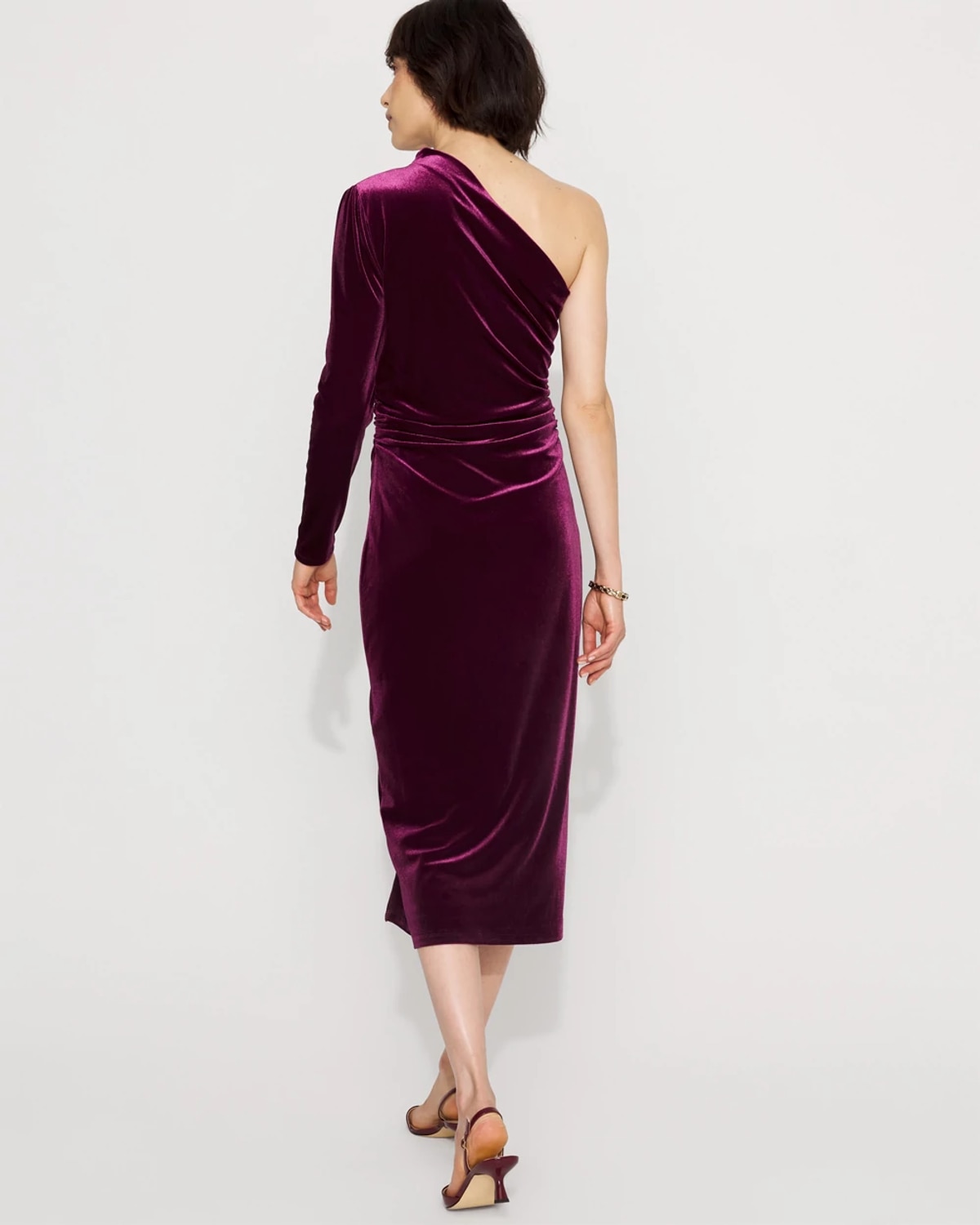 White House Black Market One-shoulder Velvet Bodycon Dress In Purple