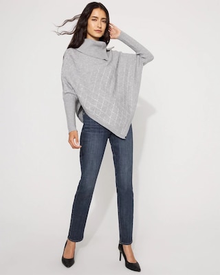 Sequin Argyle Sweater Poncho click to view larger image.