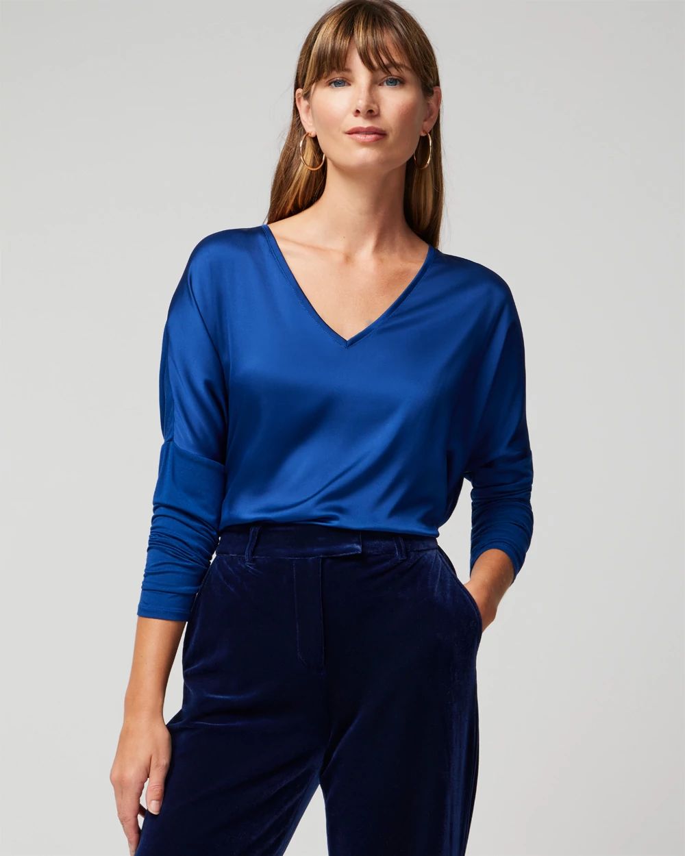 Woven Front Long Sleeve Tee