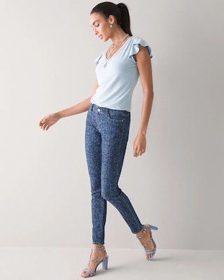 Mid-Rise Everyday Soft Denim™ Damask Print Skinny Jeans click to view larger image.