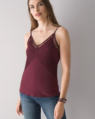 Matte Jersey Knit Lace-Trim Camisole