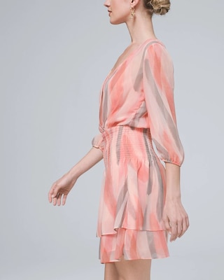 Petite Striped Soft Flounce Blouson Dress click to view larger image.