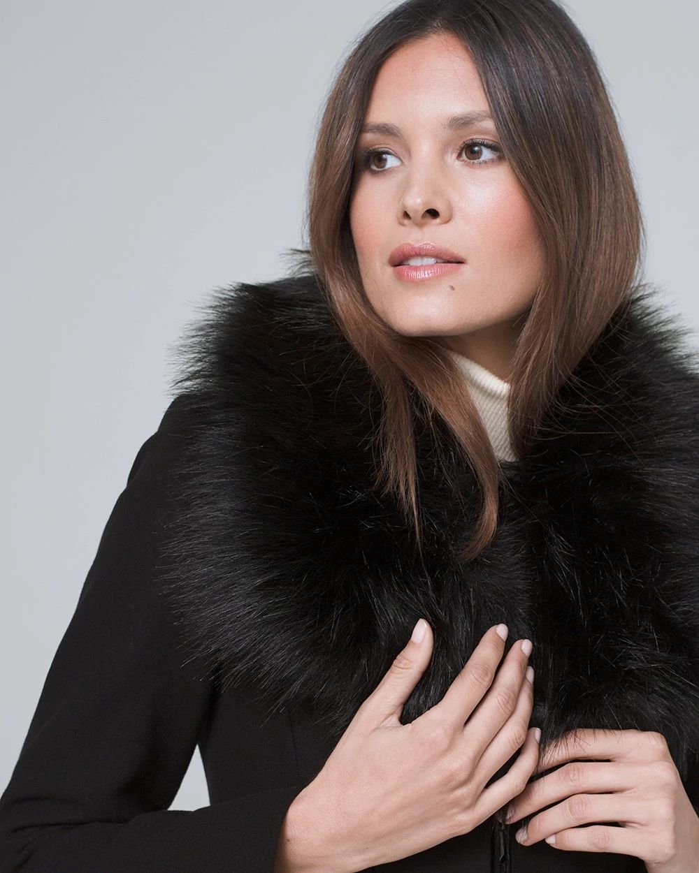 Classic Coat with Removable Faux Fur Collar
