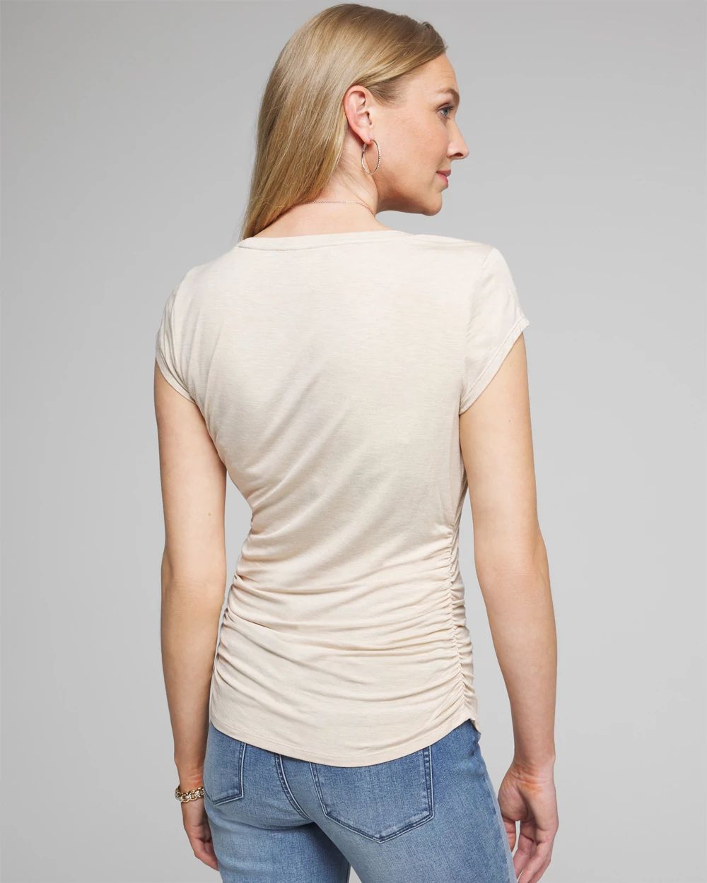 Outlet WHBM Cap Sleeve Side Ruched Tee click to view larger image.