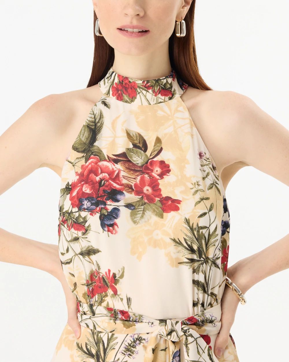 Handkerchief Hem Chiffon Halter Midi Dress click to view larger image.