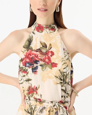 Handkerchief Hem Chiffon Halter Midi Dress click to view larger image.