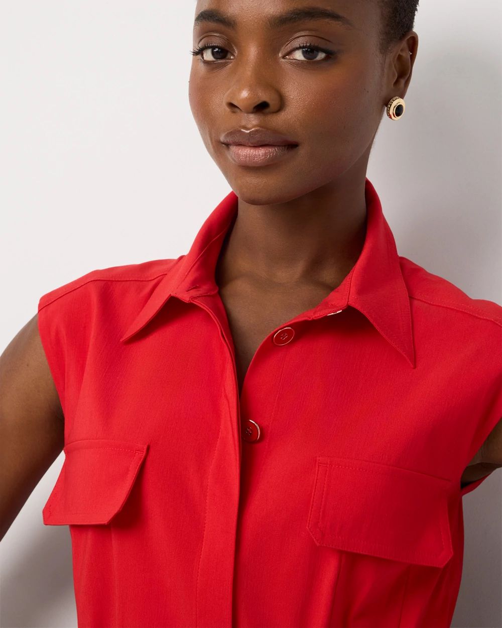 Belted Midi Shirt Dress click to view larger image.