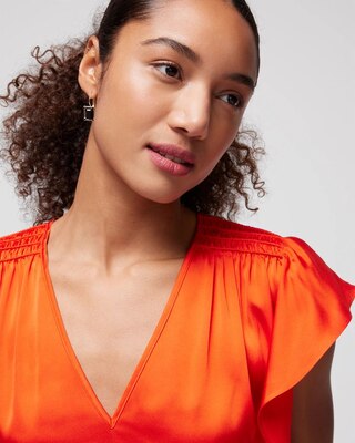 Flutter-Sleeve V-Neck Top