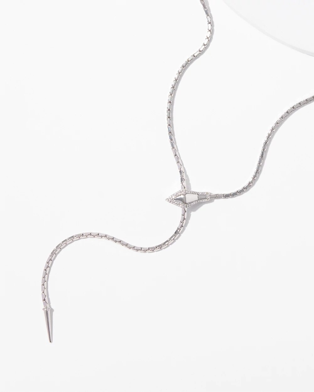 Silvertone Snake Y Necklace - image 4
