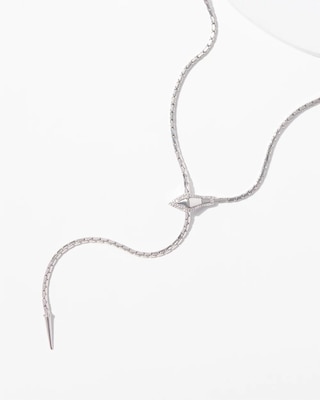 Silvertone Snake Y Necklace