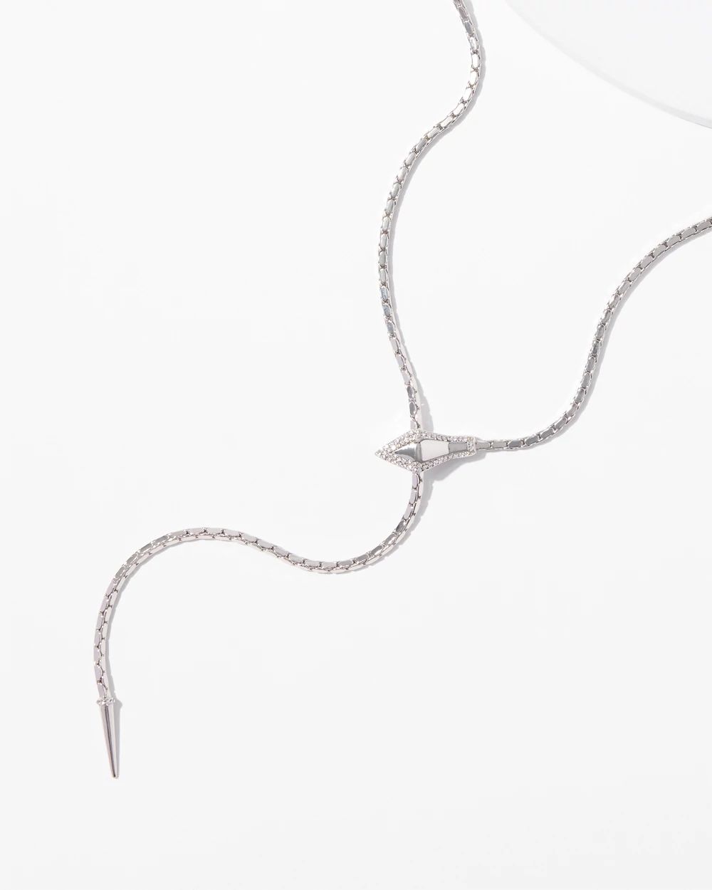 Silvertone Snake Y Necklace