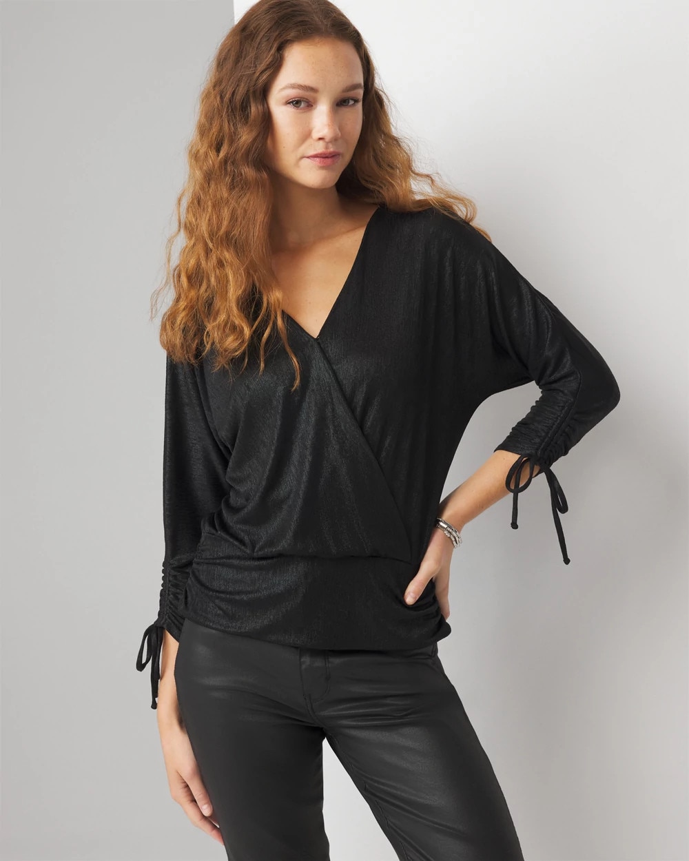Metallic Surplice Top - image 5