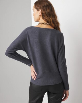 Off-The-Shoulder Ribbed Knit Pullover click to view larger image.