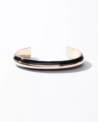 Black Enamel Gold Cuff Bracelet