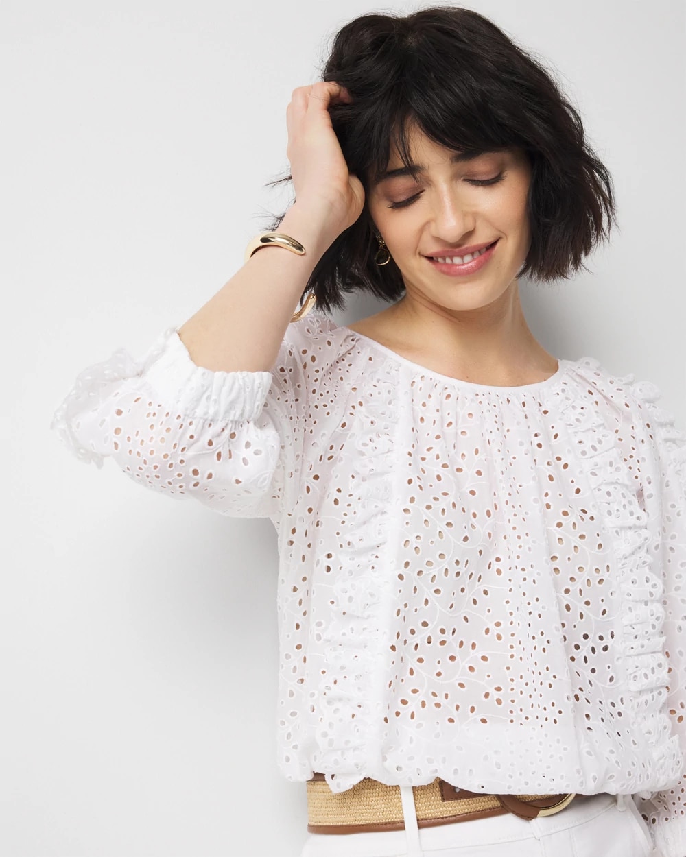 Petite Eyelet & Ruffle Blouse | White House Black Market