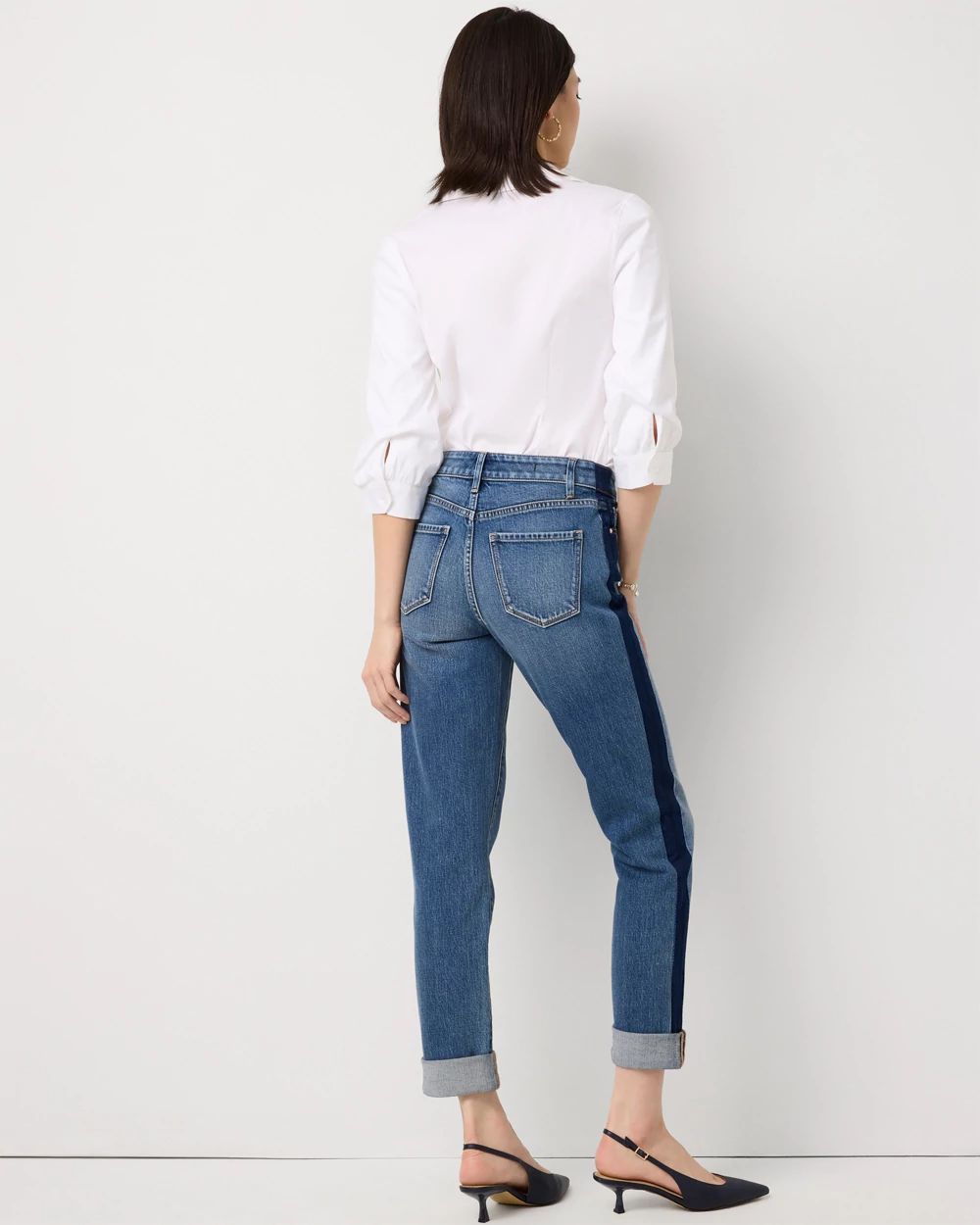 Petite Colorblock Mid-Rise Girlfriend Jean