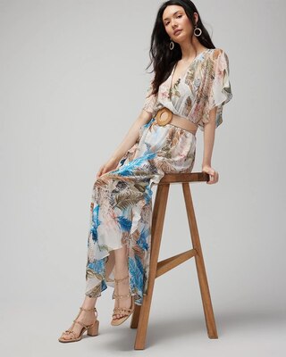 V-Neck Flutter Sleeve Maxi Dress