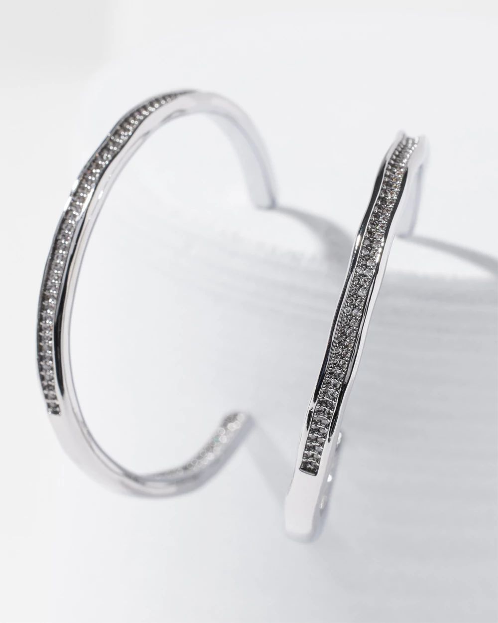 Silver Encrusted Hoop Earrings