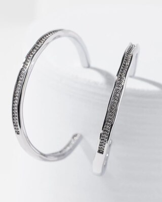 Silver Encrusted Hoop Earrings